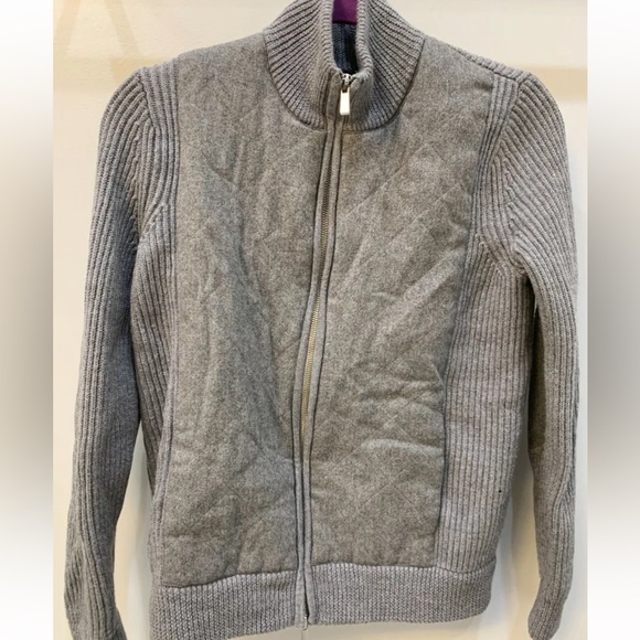 Doncaster wool cardigan zip up jacket grey medium merino wool cashmere - Picture 4 of 6